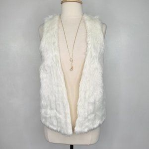 JJ Basics Faux Fur Mixed Materials Cream Vest Size L (Juniors)